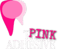 pink adhesive logo white